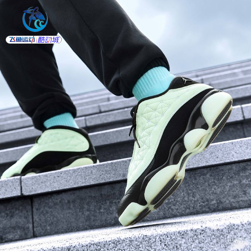 耐克Nike AIR JORDAN 13 男子黑绿AJ13 夜光篮球鞋 DM0803-300