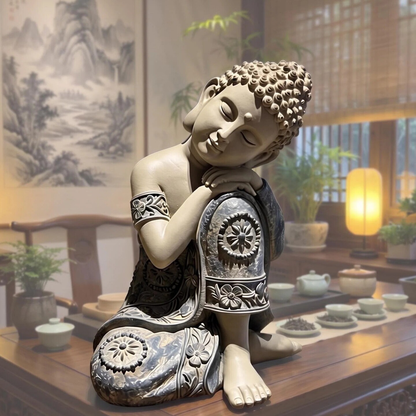 佛系禅意摆件睡佛宋式美学装饰品图片