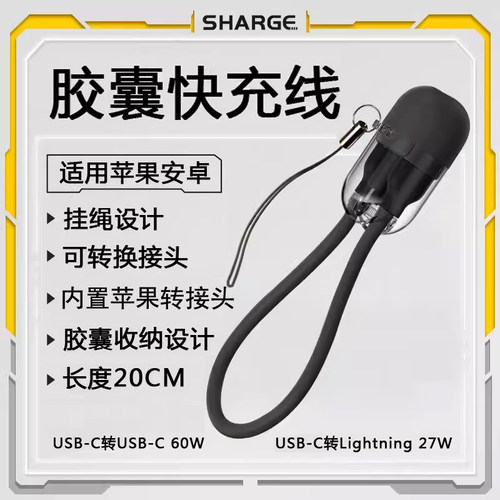 闪极20厘米苹果口C口快充线短线