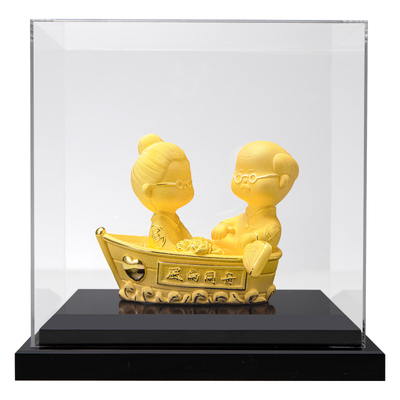 足金绒沙金风雨同舟桌装饰面摆件父母长辈金婚结婚周年纪念日礼物