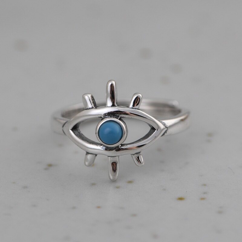 纯银戒指s925银复古简单小众设计感创意眼睛时尚个性眼球指环女款