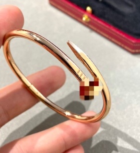 v金经典钉子头尾带钻情侣手镯厚镀18k玫瑰金轻奢欧美时尚