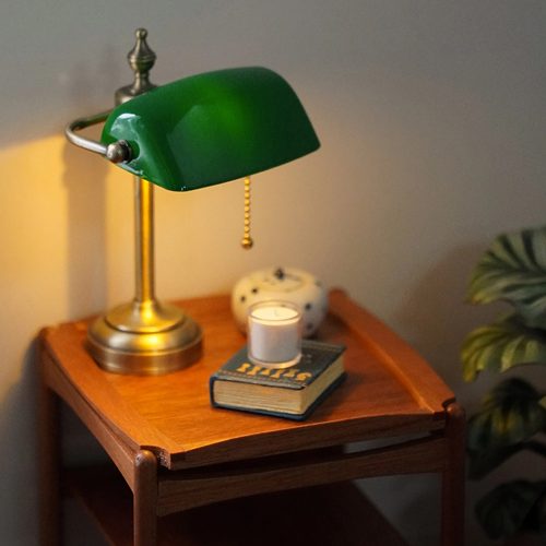 玩具】绿色复古拉绳台灯银行灯 单边双边台灯6分娃屋迷你微缩模型