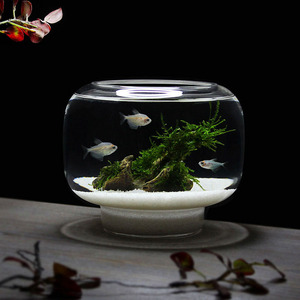 水晶玻璃高透亮观赏性好桌面鱼缸