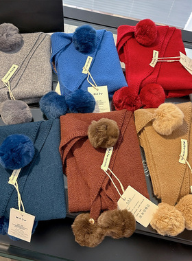 松弛感100％澳洲羊毛三角巾披肩女士秋冬季新款ins保暖针织围巾