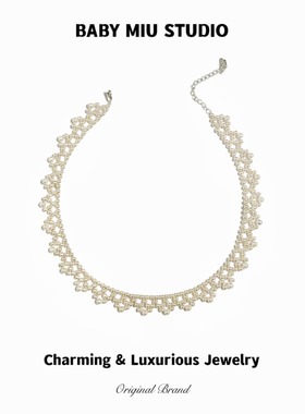 蕾丝珍珠纯手工编织项链