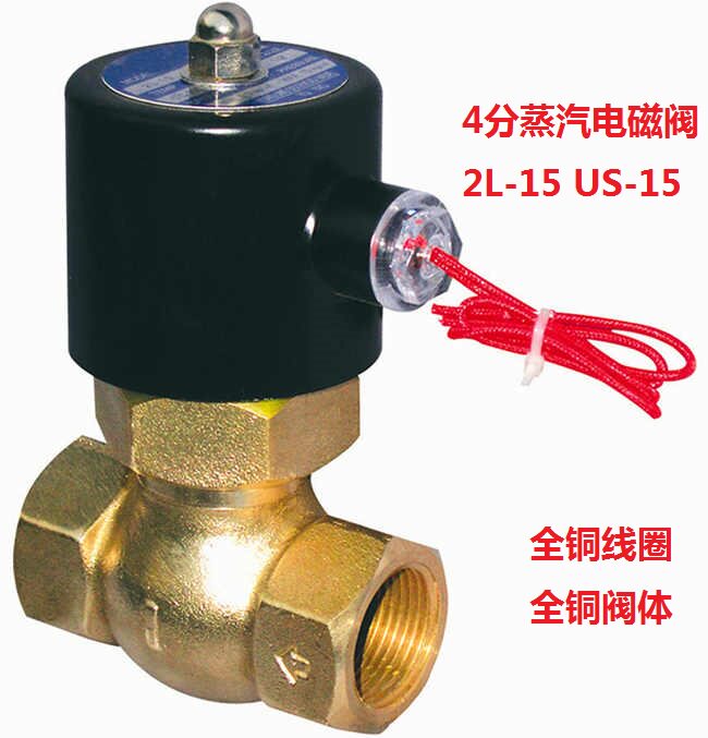 蒸汽电磁阀 4分全铜蒸气阀 2L170-15 US-15耐高温 水阀 AC220 24V