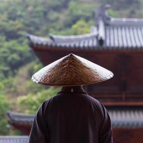 纯手工竹编织超大复古斗笠帽行脚僧打座禅修户外遮阳挡雨民宿装饰