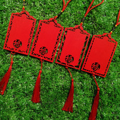 镂空木质风铃许愿牌装 饰挂牌节日空白手写许愿签心愿吊牌刻字logo