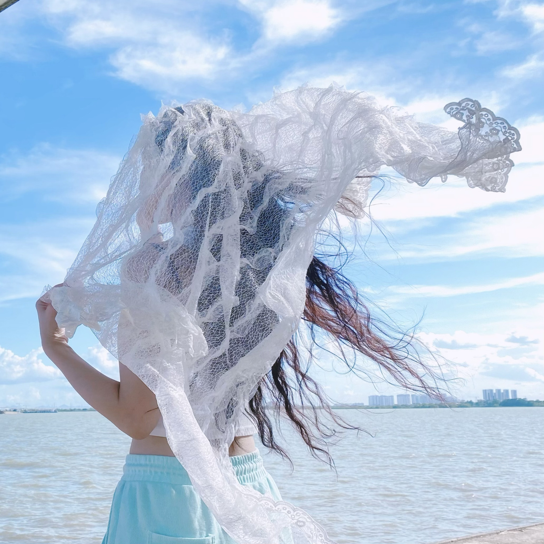 柔美蕾丝围巾 长方形披巾丝巾旗袍配饰空调百搭女镂空披肩外搭