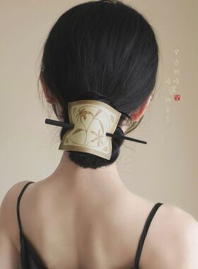 2024新款高端新中式复古皮质发簪子盘发钗国风古风旗袍日常发饰女