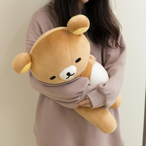 日本正版轻松熊肥宅L号毛绒躺公仔抱枕胖嘟嘟超柔软玩偶rilakkuma