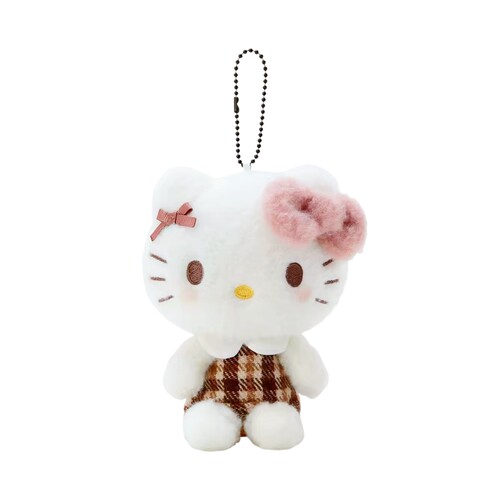 三丽鸥日本正版摩卡格子hello kitty公仔挂件凯蒂猫复古毛绒玩偶