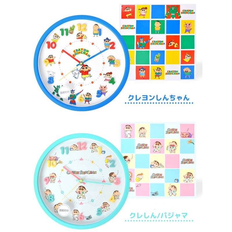 现货日本正品T'S factory蜡笔小新静音挂钟时钟可爱墙壁挂表客厅