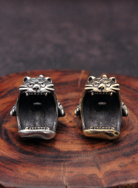 手雕作品 大嘴老虎 EDC伞绳刀坠 手工DIY挂坠挂饰项链吊坠开瓶器