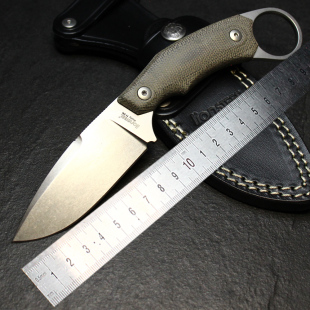 尾环战术直刀EDC户外野营生存M390粉末钢高硬度 意大利钢狮