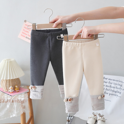 长裤女童蝴蝶结一体绒打底裤百搭