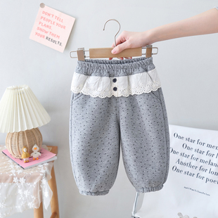 子女宝宝棉裤 中小童装 婴儿蕾丝裤 女童加绒加厚碎花休闲裤 百搭 冬装