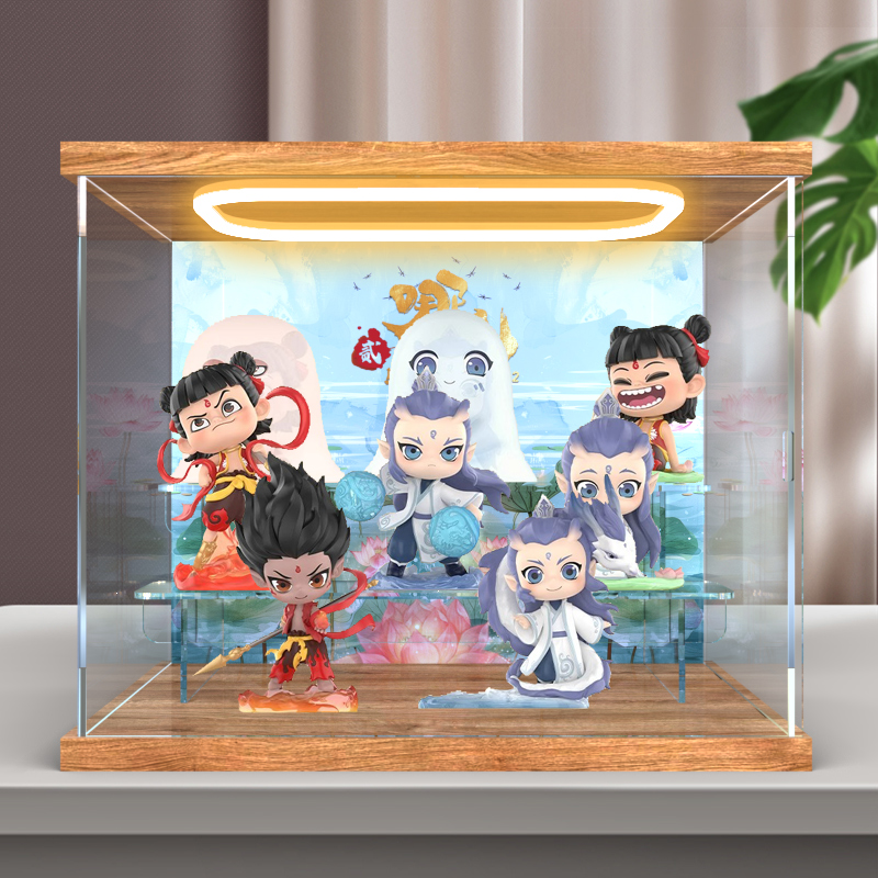适用POPMART 哪吒之魔童闹海天生羁绊系列盲盒回形灯亚克力展示盒