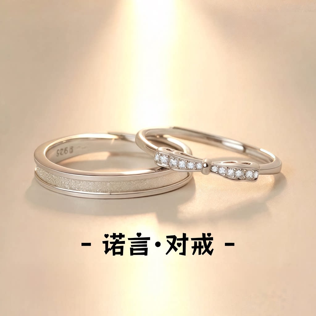 S999诺言情侣对戒新款小众设计感图片