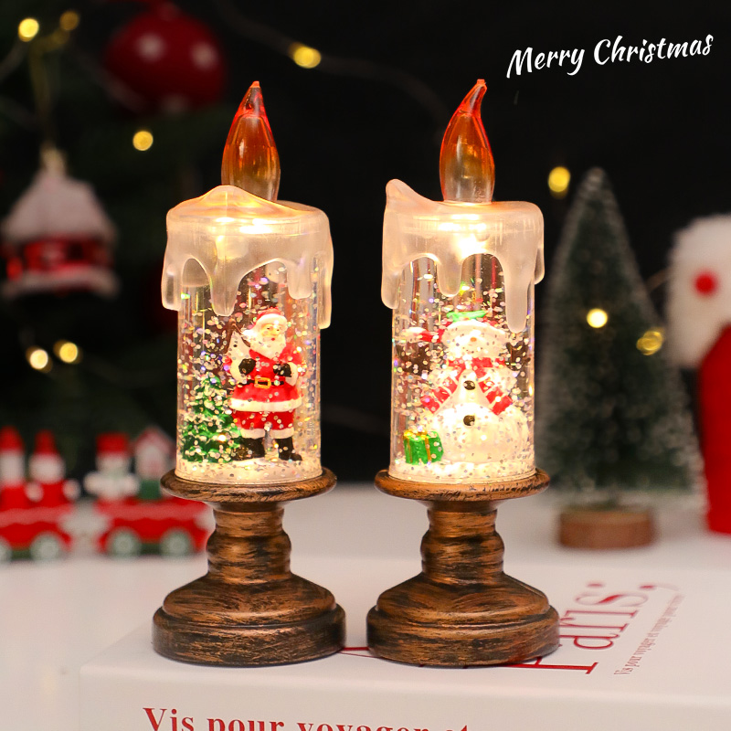 圣诞节装饰品发光电子蜡烛灯2025新款圣诞桌面摆件氛围装扮小道具