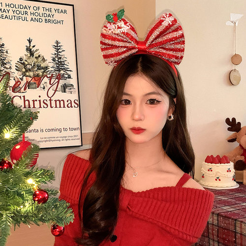 圣诞节发箍圣诞新年氛围感节日装扮饰品百搭发箍拍照道具创意发饰