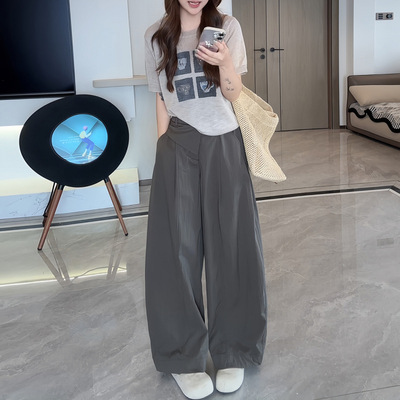 26727夏季新款韩系简约风四宫格图案针织衫上衣垂感休闲裤套