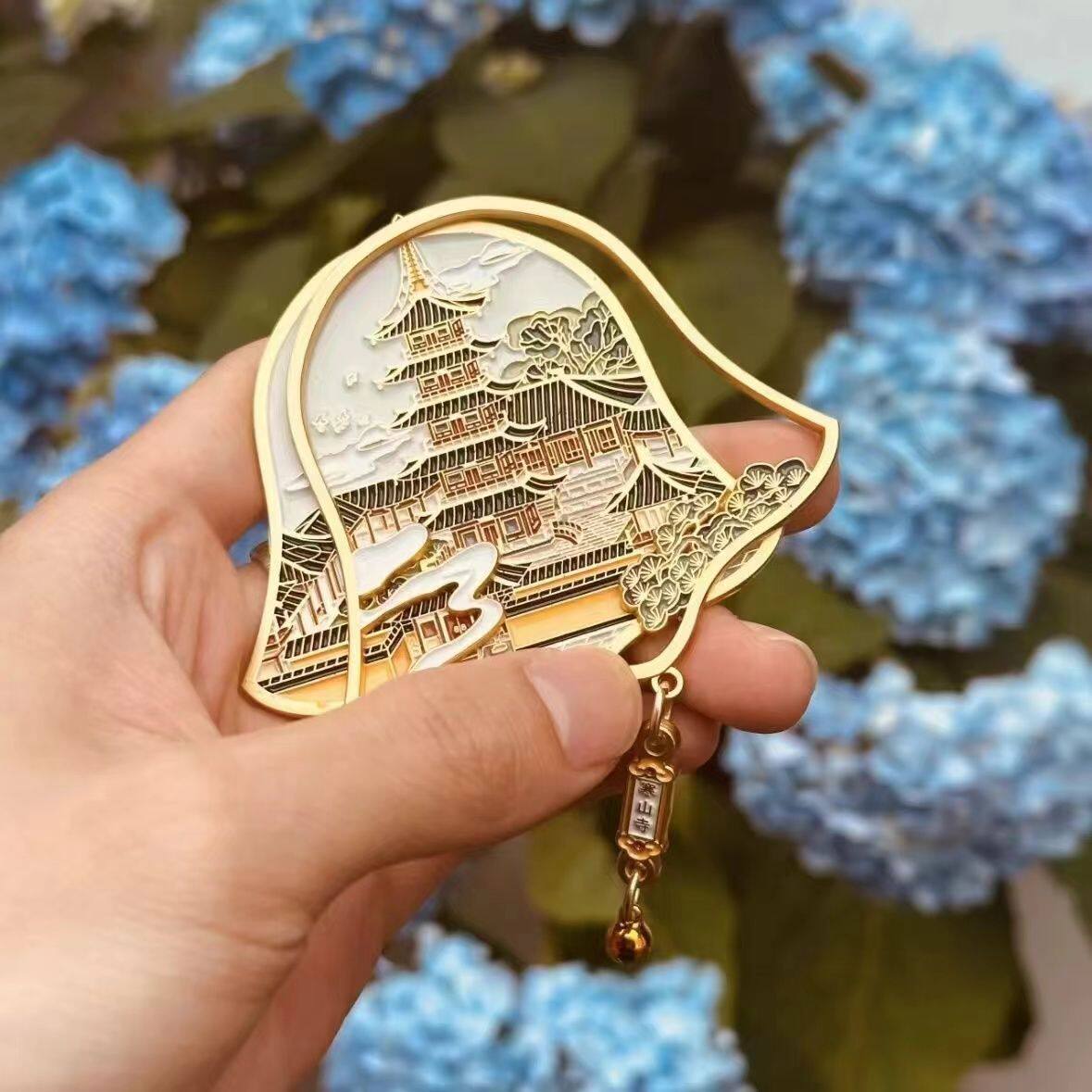 小红书同款寒山寺108响园林系列钟摆款可摇动文创金属冰箱贴挂件