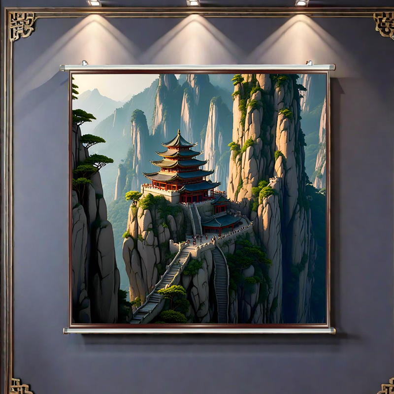 神像背景画定制防水中式玄关装饰画古风家用山水观音佛像卷轴挂画