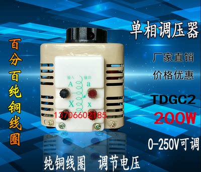 单相调压器200W TDGC2-200VA/0.2KVA 0-250V输出可调 全铜线圈