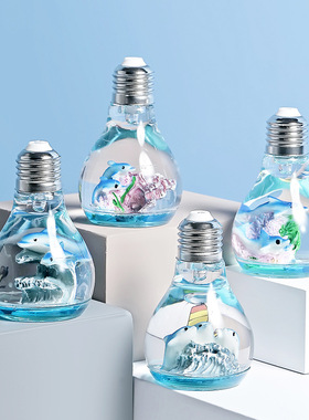 地中海风灯泡闪光微景观学生摆件