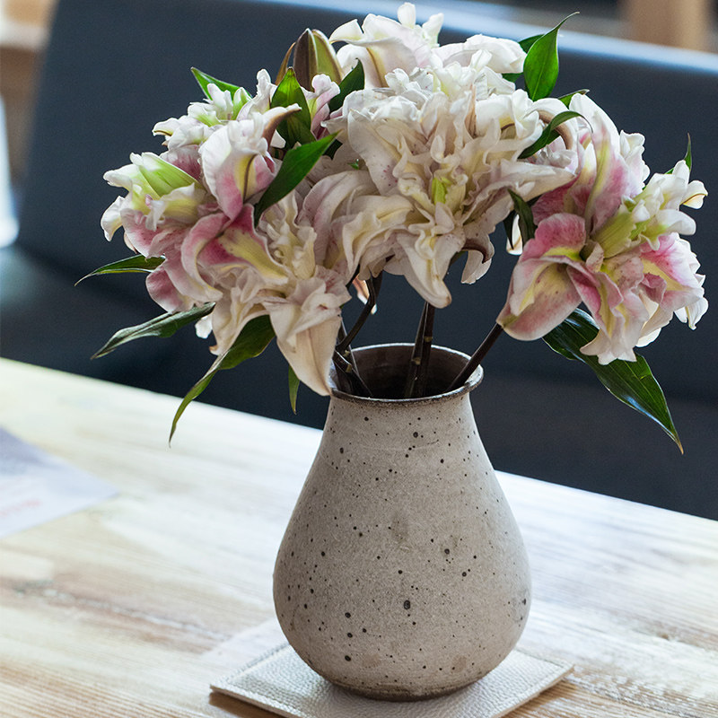 器昔北欧复古简约ins手工粗陶大肚子白色水培插花瓶花盆装饰摆件
