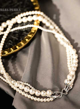 双层缠绕优雅玻璃珍珠施家珍珠