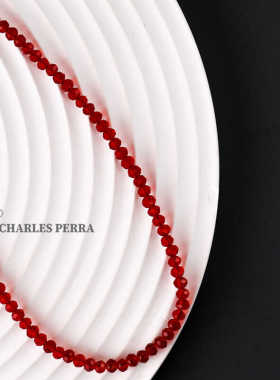 气质高级感叠戴红色串链白带水晶