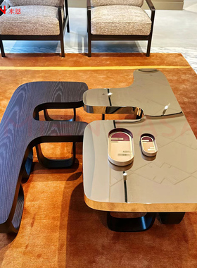 Fendl Efo coffee table意大利轻奢茶几组合芬第F造型高低茶几