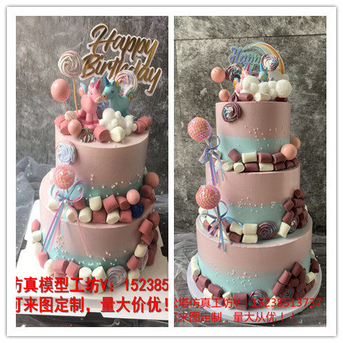 2025新款摇马网红流行仿真蛋糕模型假生日蛋糕模型样品塑胶道具