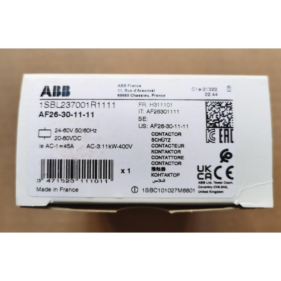 询价原装ABB交直流线圈接触器 AF26-30-11-11*24-60V AC/DC议价