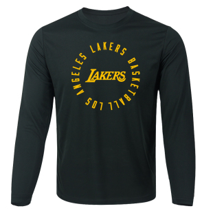 湖人队长袖速干运动T恤男篮球训练服投篮服赛前热身衣跑步健身