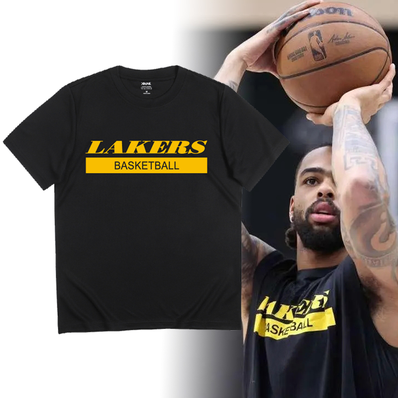 新款湖人队宽松篮球训练服速干短袖t恤男女投篮半袖球衣运动跑步