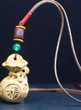 桃木福袋吊坠钱袋项链男女款挂件