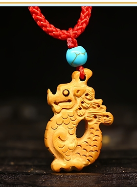 桃木生肖属龙吊坠青龙牌项链挂件