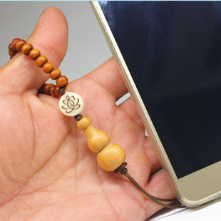 桃木葫芦手机链挂绳短款绕指手捻佛珠套指环扣钥匙扣挂件男女平安