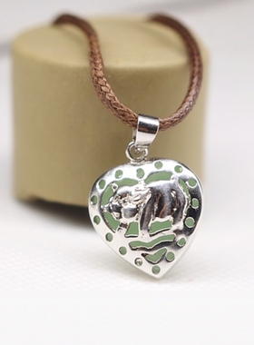 925银镶玉小猪项坠生肖属猪吊坠