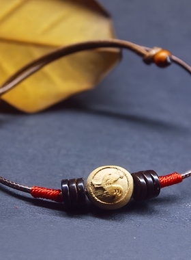 桃木生肖鸡红绳手链属鸡平安手绳