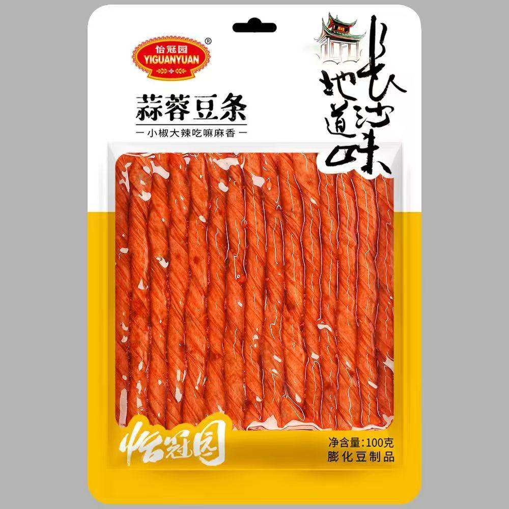 怡冠园蒜蓉豆条 100g 湖南特产豆筋辣条香辣豆棒休闲零食小吃