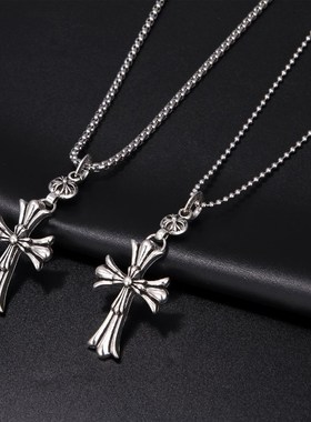 双层十字架个性男女街头吊坠项链