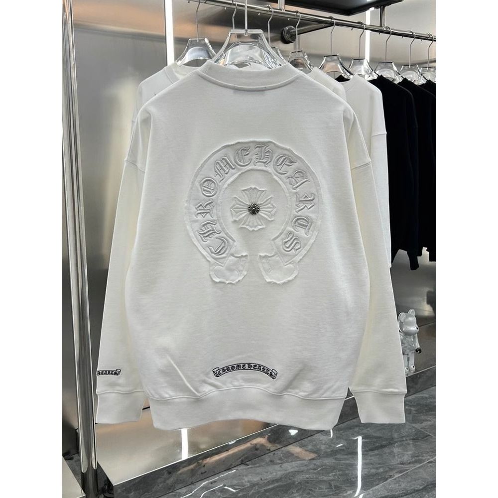 秋季欧美风潮流贴布绣十字架宽松卫衣大码时尚运动休闲情侣上衣