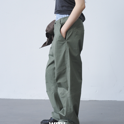 速干绿色工装裤薄款宽松休闲长裤
