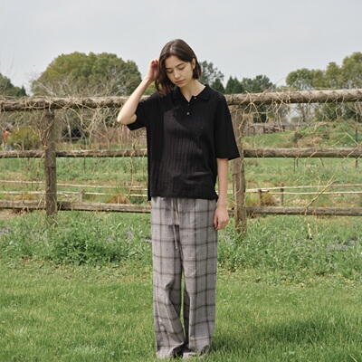 桑蚕丝有机棉镂空小花短袖针织衫