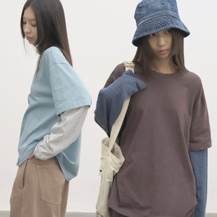 WITHSUUGAR|四季可穿假两件圆领长袖T恤